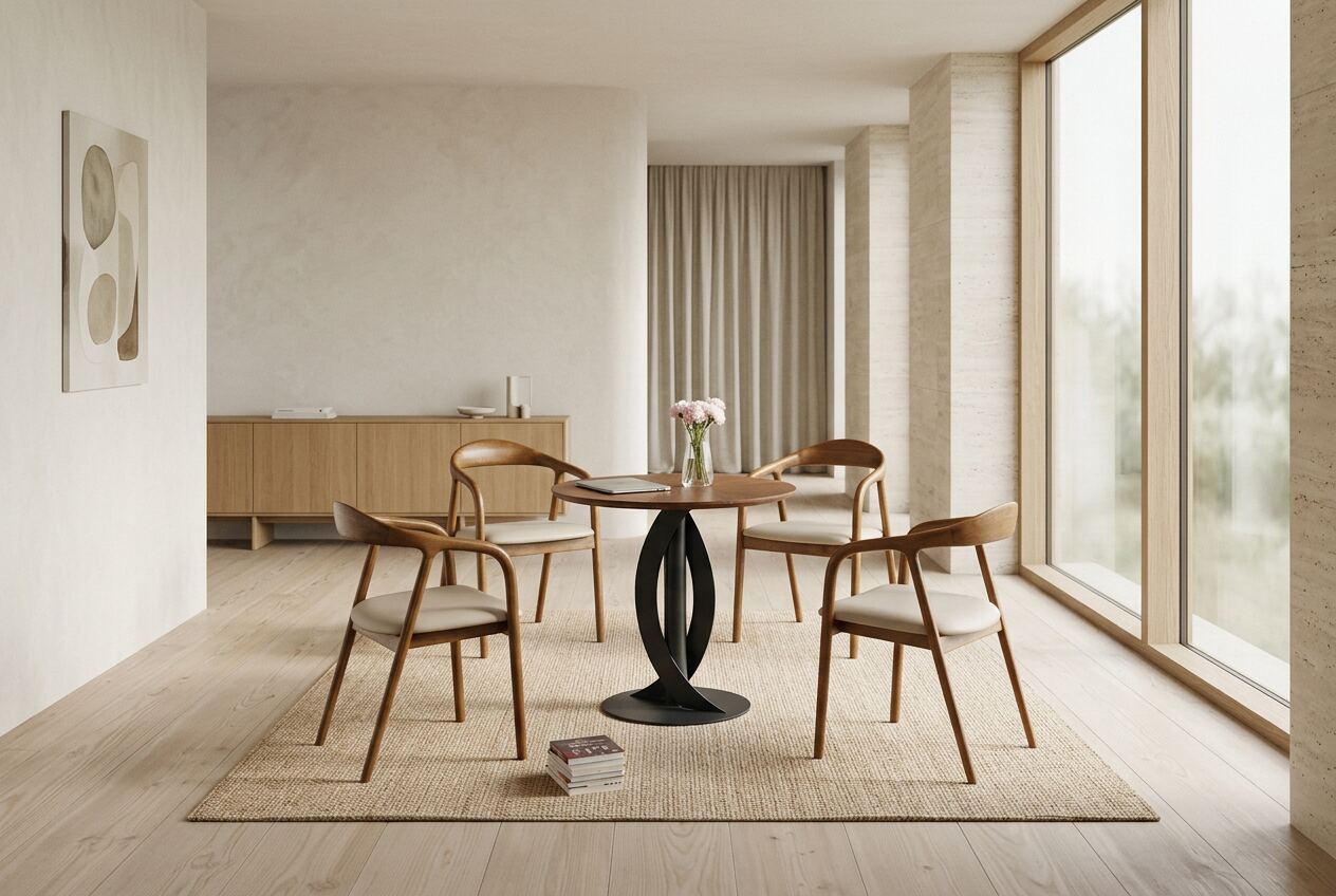 Habitación de hotel contemporánea con tonos travertino